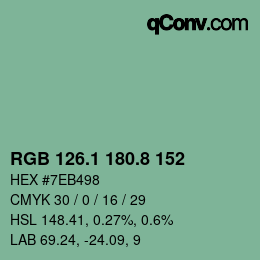 カラーコード: RGB 126.1 180.8 152 | qconv.com