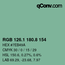 カラーコード: RGB 126.1 180.8 154 | qconv.com