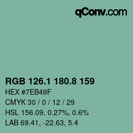 カラーコード: RGB 126.1 180.8 159 | qconv.com