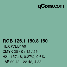 カラーコード: RGB 126.1 180.8 160 | qconv.com