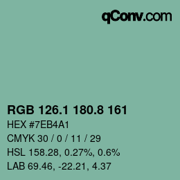 カラーコード: RGB 126.1 180.8 161 | qconv.com