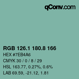 カラーコード: RGB 126.1 180.8 166 | qconv.com