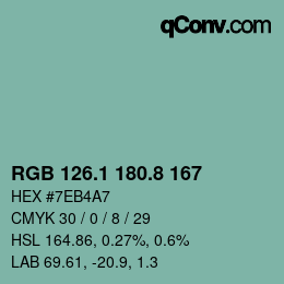 Farbcode: RGB 126.1 180.8 167 | qconv.com