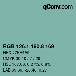Color code: RGB 126.1 180.8 169 | qconv.com