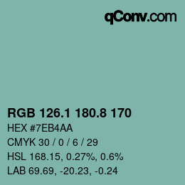 カラーコード: RGB 126.1 180.8 170 | qconv.com