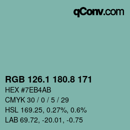 カラーコード: RGB 126.1 180.8 171 | qconv.com