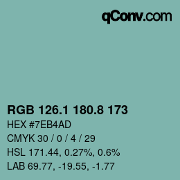 Color code: RGB 126.1 180.8 173 | qconv.com