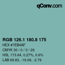 カラーコード: RGB 126.1 180.8 175 | qconv.com