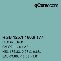 Color code: RGB 126.1 180.8 177 | qconv.com