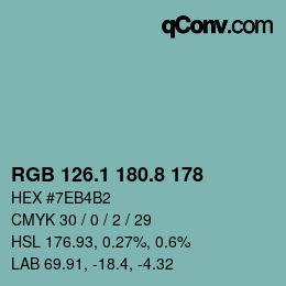 カラーコード: RGB 126.1 180.8 178 | qconv.com