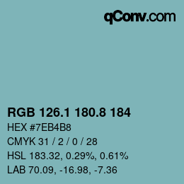 Color code: RGB 126.1 180.8 184 | qconv.com