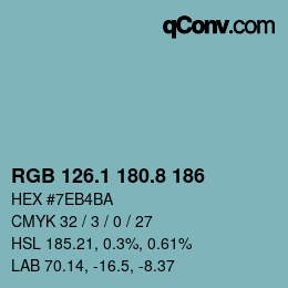Color code: RGB 126.1 180.8 186 | qconv.com