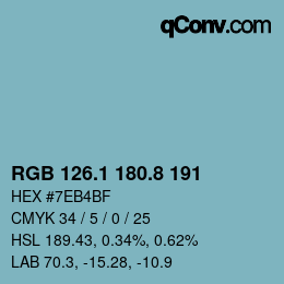 Color code: RGB 126.1 180.8 191 | qconv.com