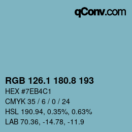 Color code: RGB 126.1 180.8 193 | qconv.com