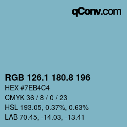 Color code: RGB 126.1 180.8 196 | qconv.com
