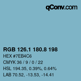 Color code: RGB 126.1 180.8 198 | qconv.com
