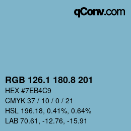Color code: RGB 126.1 180.8 201 | qconv.com