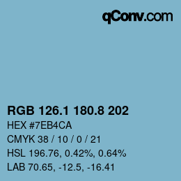 Color code: RGB 126.1 180.8 202 | qconv.com