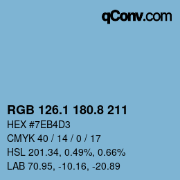 カラーコード: RGB 126.1 180.8 211 | qconv.com