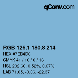 Color code: RGB 126.1 180.8 214 | qconv.com