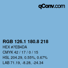Color code: RGB 126.1 180.8 218 | qconv.com