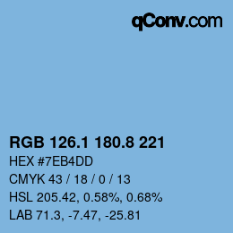 Color code: RGB 126.1 180.8 221 | qconv.com