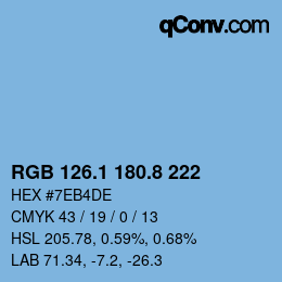 Color code: RGB 126.1 180.8 222 | qconv.com