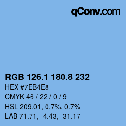 カラーコード: RGB 126.1 180.8 232 | qconv.com