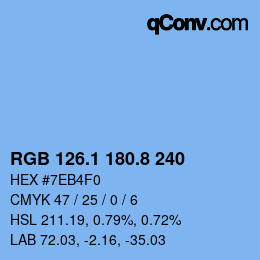 Color code: RGB 126.1 180.8 240 | qconv.com
