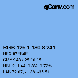 Color code: RGB 126.1 180.8 241 | qconv.com