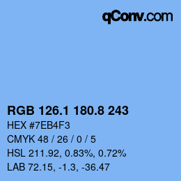 Color code: RGB 126.1 180.8 243 | qconv.com