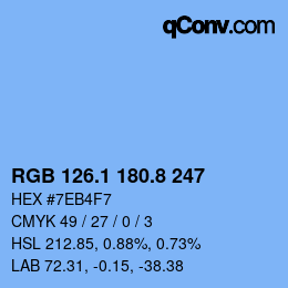 カラーコード: RGB 126.1 180.8 247 | qconv.com