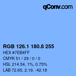 Color code: RGB 126.1 180.8 255 | qconv.com