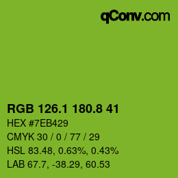 カラーコード: RGB 126.1 180.8 41 | qconv.com