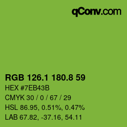 カラーコード: RGB 126.1 180.8 59 | qconv.com