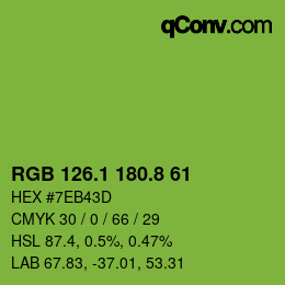 カラーコード: RGB 126.1 180.8 61 | qconv.com