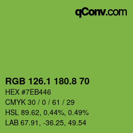 カラーコード: RGB 126.1 180.8 70 | qconv.com