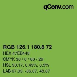 カラーコード: RGB 126.1 180.8 72 | qconv.com