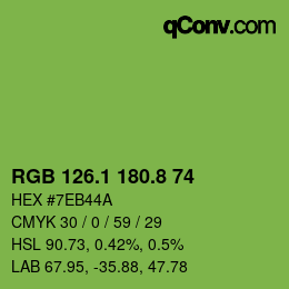 カラーコード: RGB 126.1 180.8 74 | qconv.com