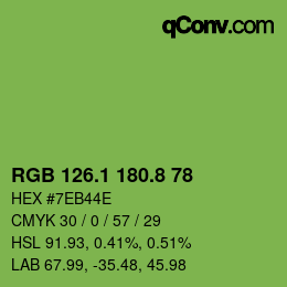 カラーコード: RGB 126.1 180.8 78 | qconv.com
