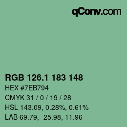 カラーコード: RGB 126.1 183 148 | qconv.com