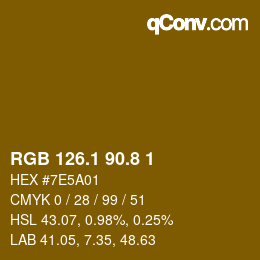 カラーコード: RGB 126.1 90.8 1 | qconv.com