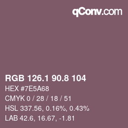 カラーコード: RGB 126.1 90.8 104 | qconv.com