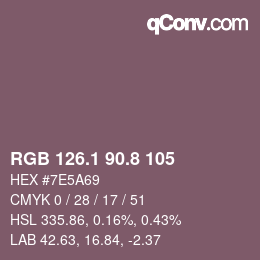Color code: RGB 126.1 90.8 105 | qconv.com