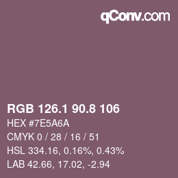 Color code: RGB 126.1 90.8 106 | qconv.com
