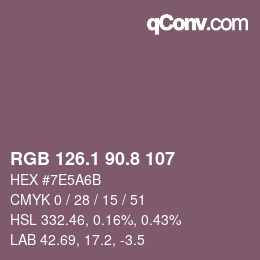 Color code: RGB 126.1 90.8 107 | qconv.com
