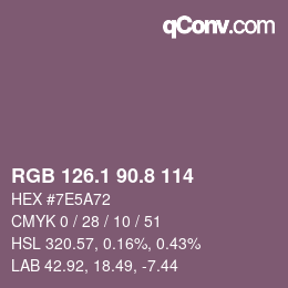 Color code: RGB 126.1 90.8 114 | qconv.com