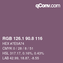 Color code: RGB 126.1 90.8 116 | qconv.com
