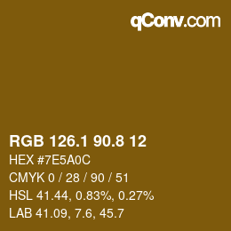 カラーコード: RGB 126.1 90.8 12 | qconv.com