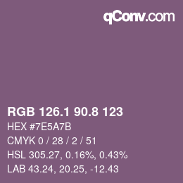 カラーコード: RGB 126.1 90.8 123 | qconv.com
